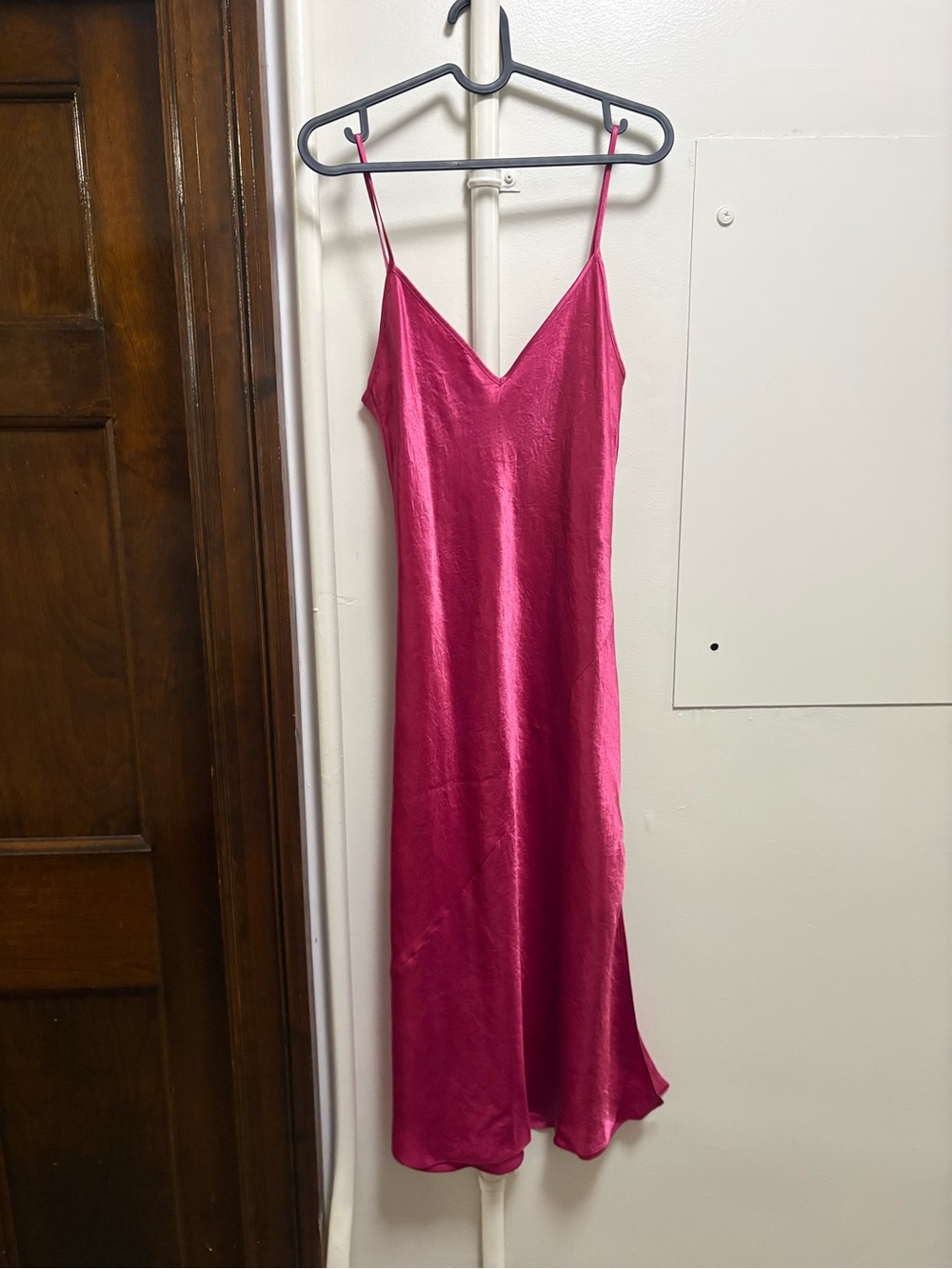 Babaton Hot Pink Satin Slip Dress
